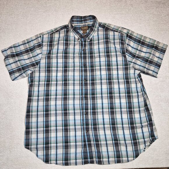 Schmidt Workwear Shirt Mens 2XL Blue Brown Plaid Long Sleeve Button Down - Picture 1 of 7